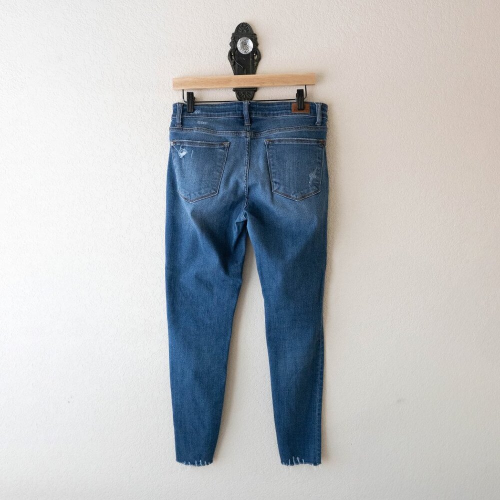 Judy Blue Skinny Jeans Size 11/30 Distressed Stretch Mid Rise Raw Hem - Picture 8 of 9